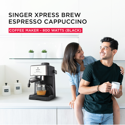 Singer Xpress Brew Espresso Cappuccino Coffee Maker (800 Watts Black)