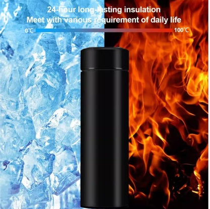 TGC Led Thermal Cup Water Bottles With Digital Temperature Display Tea Infuser Bottle Double Walled Water Bottle Stainless Steel Smart Mug Water Flask Leak Proof Mug (1Pcs) (Pink) (Azure), 500 ML