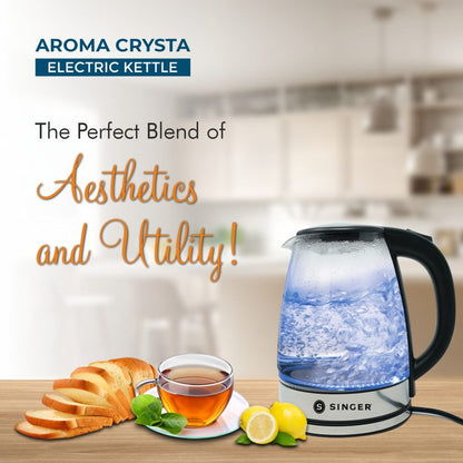 Singer Aroma Crysta Glass Electric Kettle 1.8 L – 1500 Watts